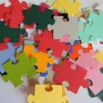 Puzzle pieces in a pile