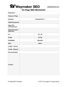On-page SEO checklist and worksheet